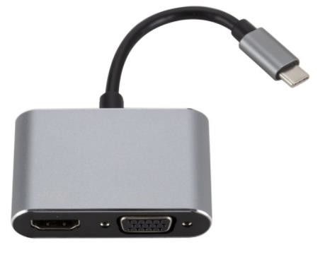 Silver / Grey Computer Accessories Type C To HDMI VGA Adapter